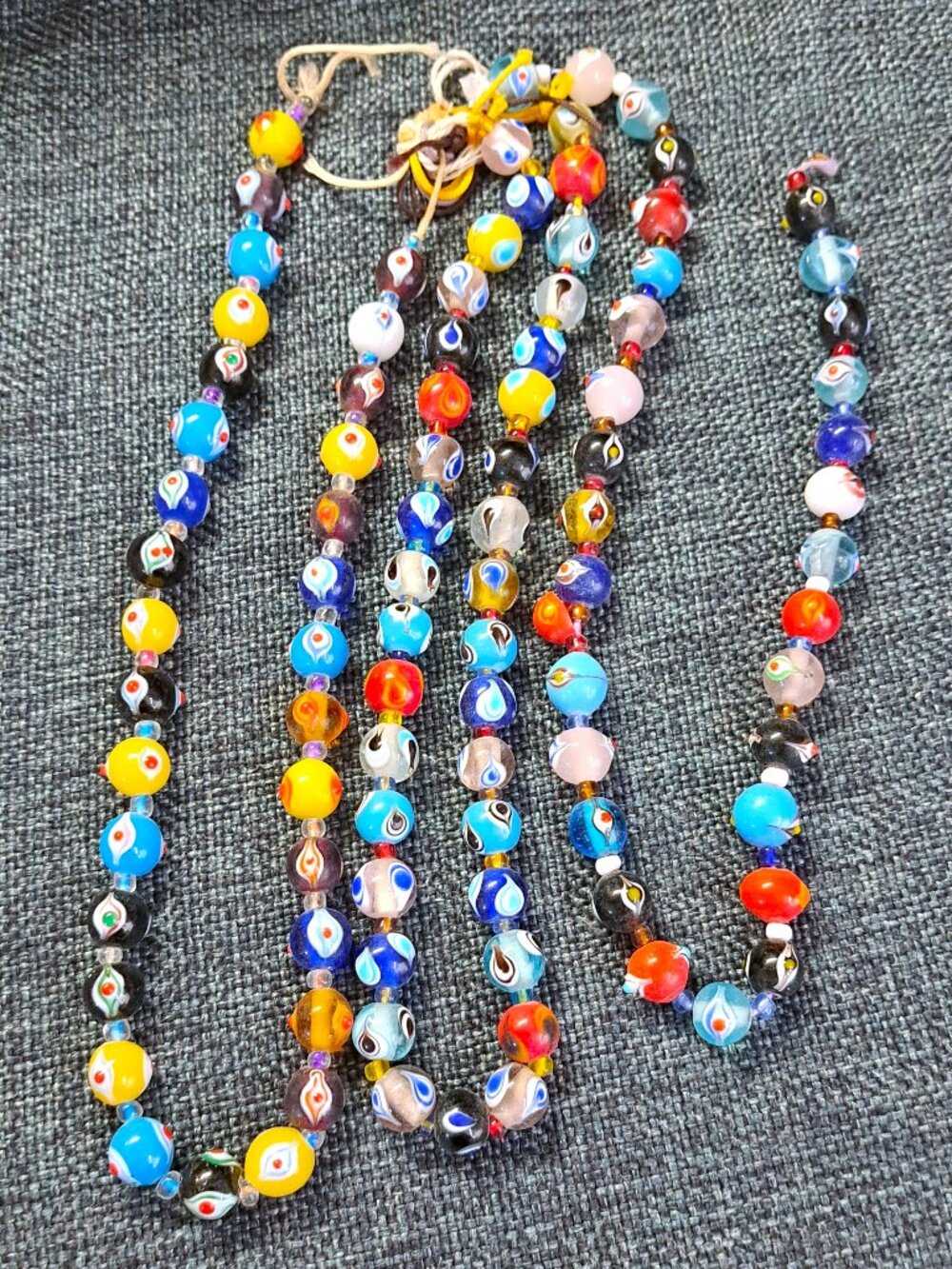 COLORFUL LAMPWORK GLASS BEADS ASSORTED DESIGNS 3 STRANDS FOR JEWELRY